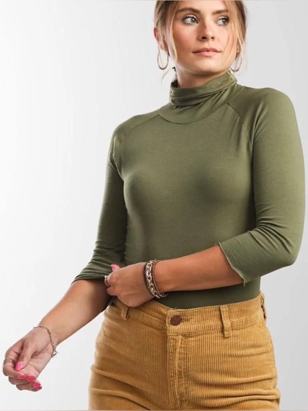 Free People Modern Turtleneck - Green - Size L